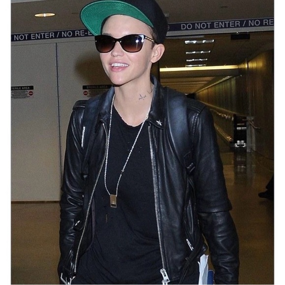 AllSaints Star Studded Raven Leather Biker Jacket Black US 6 Limited Edition - Picture 15 of 15